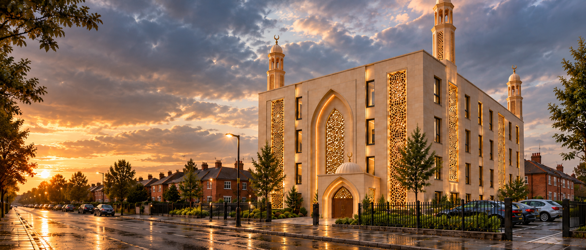 Concept image of a proposed Tayyaba Masjid building on a Wolverhampton street